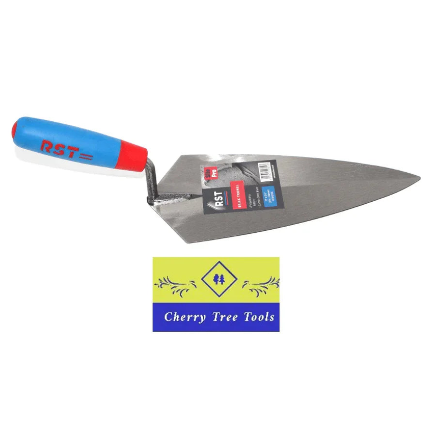 RST 11" Philadelphia Pattern Brick Trowel with a steel handle and a durable carbon steel blade.