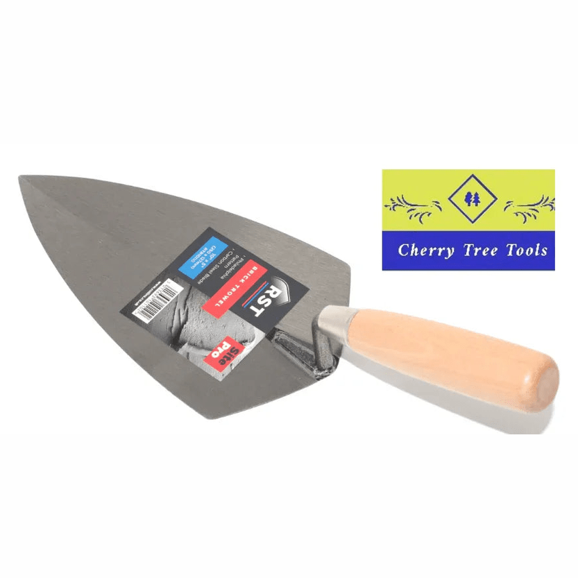 RST 10" Philadelphia Pattern Brick Trowel - hard wood handle with a durable carbon steel blade and comfortable grip.