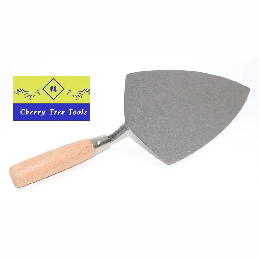 RST 10" Philadelphia Pattern Brick Trowel - hard wood handle on a white background with Cherry Tree Tools logo.