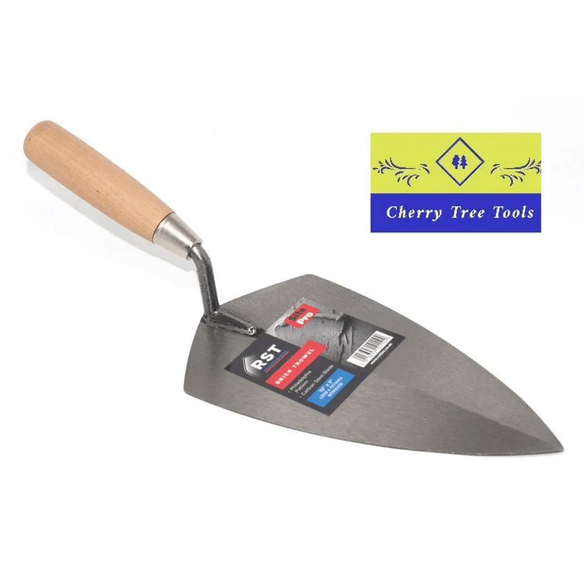 RST 10" Philadelphia Pattern Brick Trowel - hard wood handle with a classic blade design and durable grip.