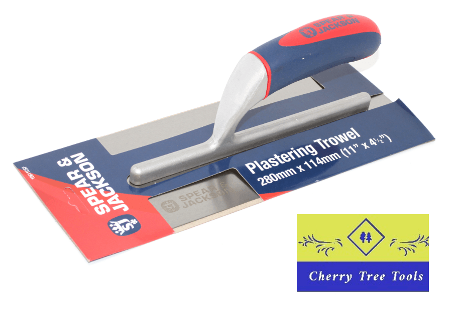 Spear & Jackson 280mm x 114mm Plastering trowel with a blue and red wrapper