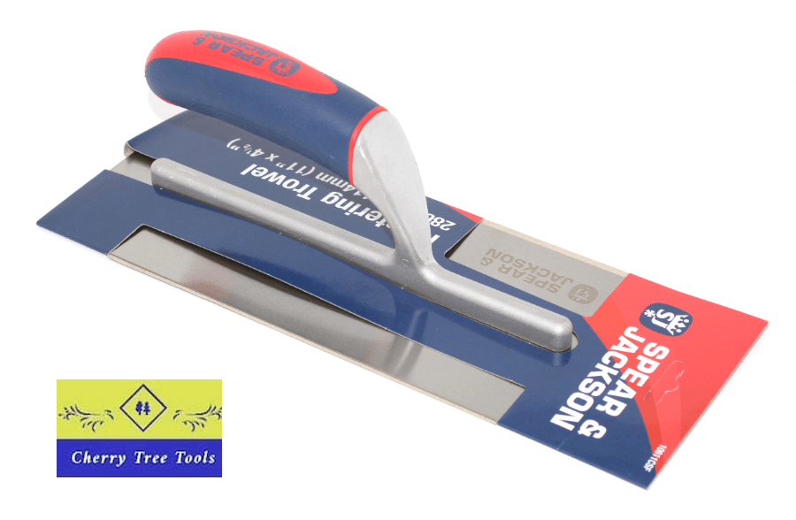 Spear & Jackson 280mm x 114mm Plastering trowel with a blue and red wrapper