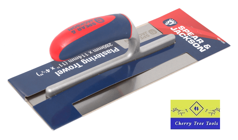Spear & Jackson 280mm x 114mm Plastering trowel with a blue and red wrapper