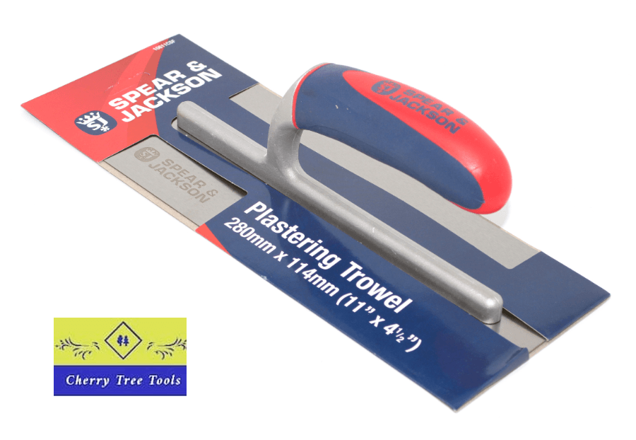 Spear & Jackson 280mm x 114mm Plastering trowel with a blue and red wrapper