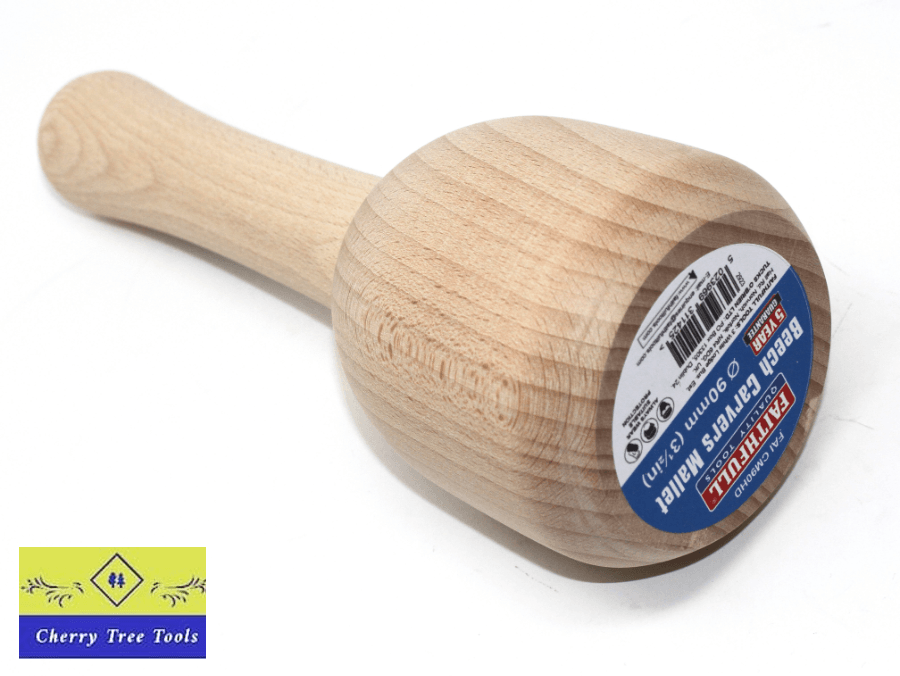 Faithfull 90mm Beech Wood Carvers mallet with a solid beech head and ergonomic handle for carving precision.