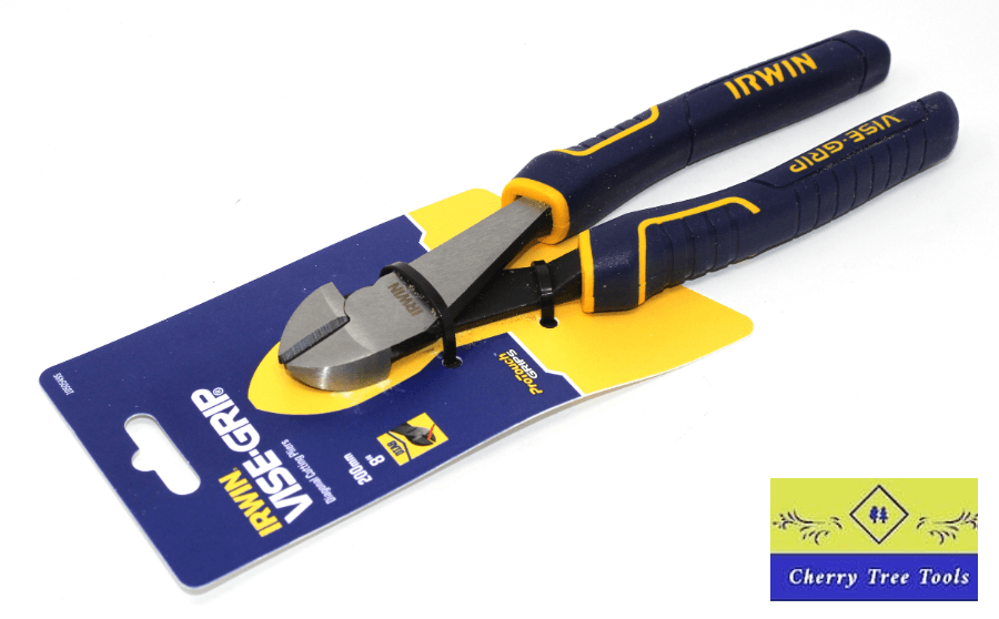 Irwin Vise-Grip 8" Diagonal Cut Pliers on packaging, showcasing precision and durability for cutting tasks.