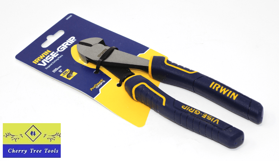 Irwin Vise-Grip 8" Diagonal Cut Pliers on packaging, engineered for precision and durability.