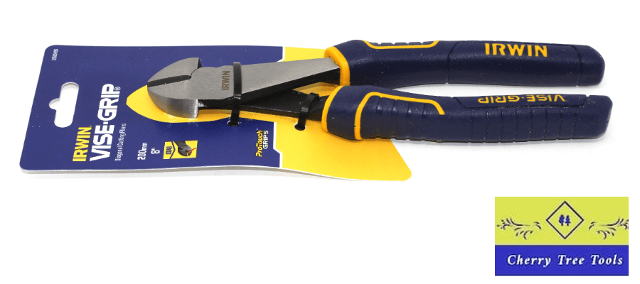 Irwin Vise-Grip 8" Diagonal Cut Pliers on packaging for professional and DIY use.