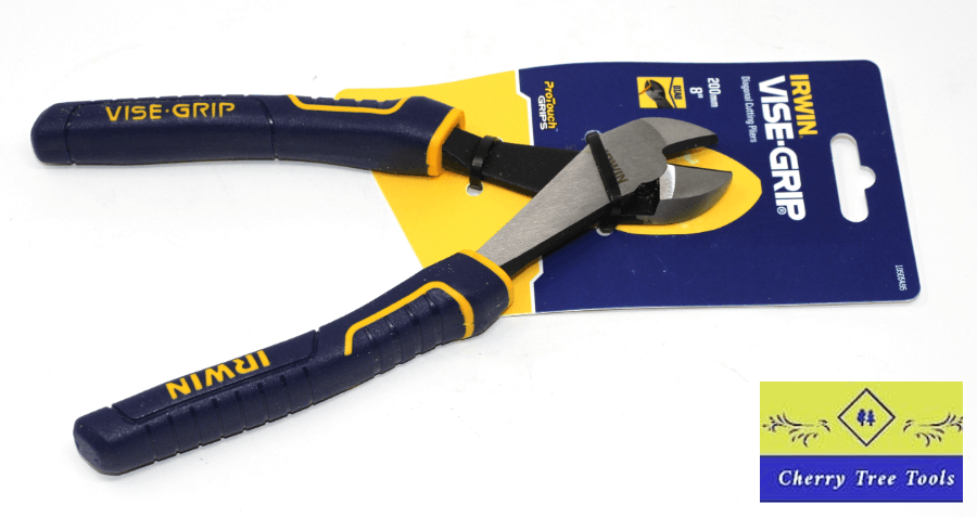 Irwin Vise-Grip 8" Diagonal Cut Pliers with packaging displayed on a white background.