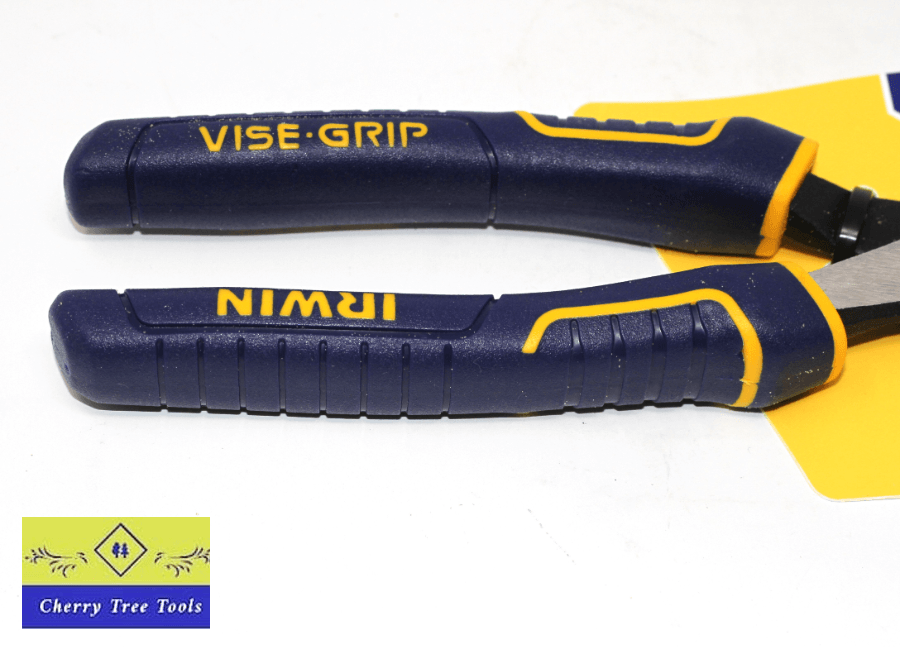 Irwin Vise-Grip 8" Diagonal Cut Pliers handle close-up with ergonomic grip for optimal cutting performance.
