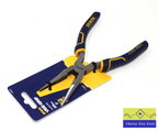 Irwin Vise-Grip 8" Long Nose Pliers on packaging, highlighting precision and comfort for DIY tasks.
