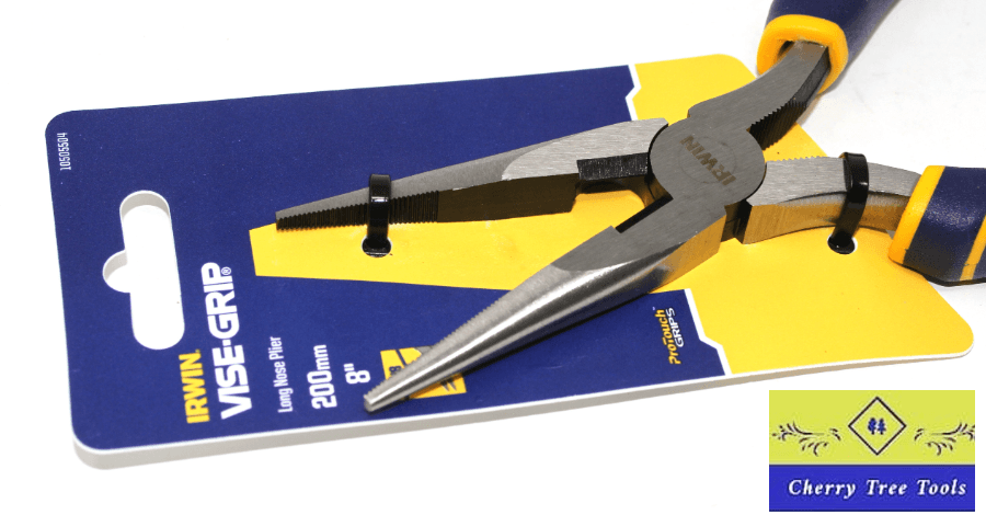Irwin Vise-Grip 8" Long Nose Pliers on packaging with ProTouch grips for comfortable handling
