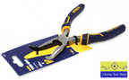 Irwin Vise-Grip 8" Bent Nose Pliers displayed on packaging, showcasing induction-hardened cutting edges.