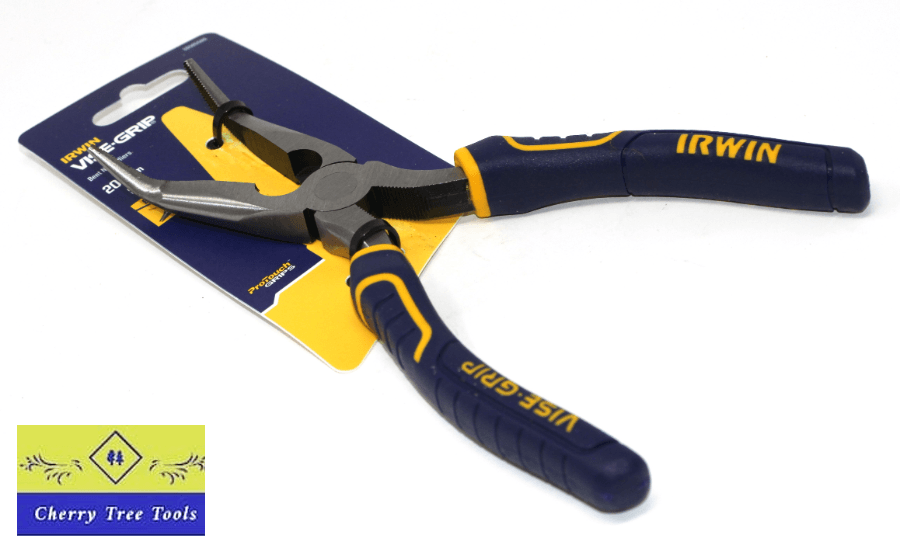 Irwin Vise-Grip 8" Bent Nose Pliers with ergonomic handles and induction-hardened cutting edges.