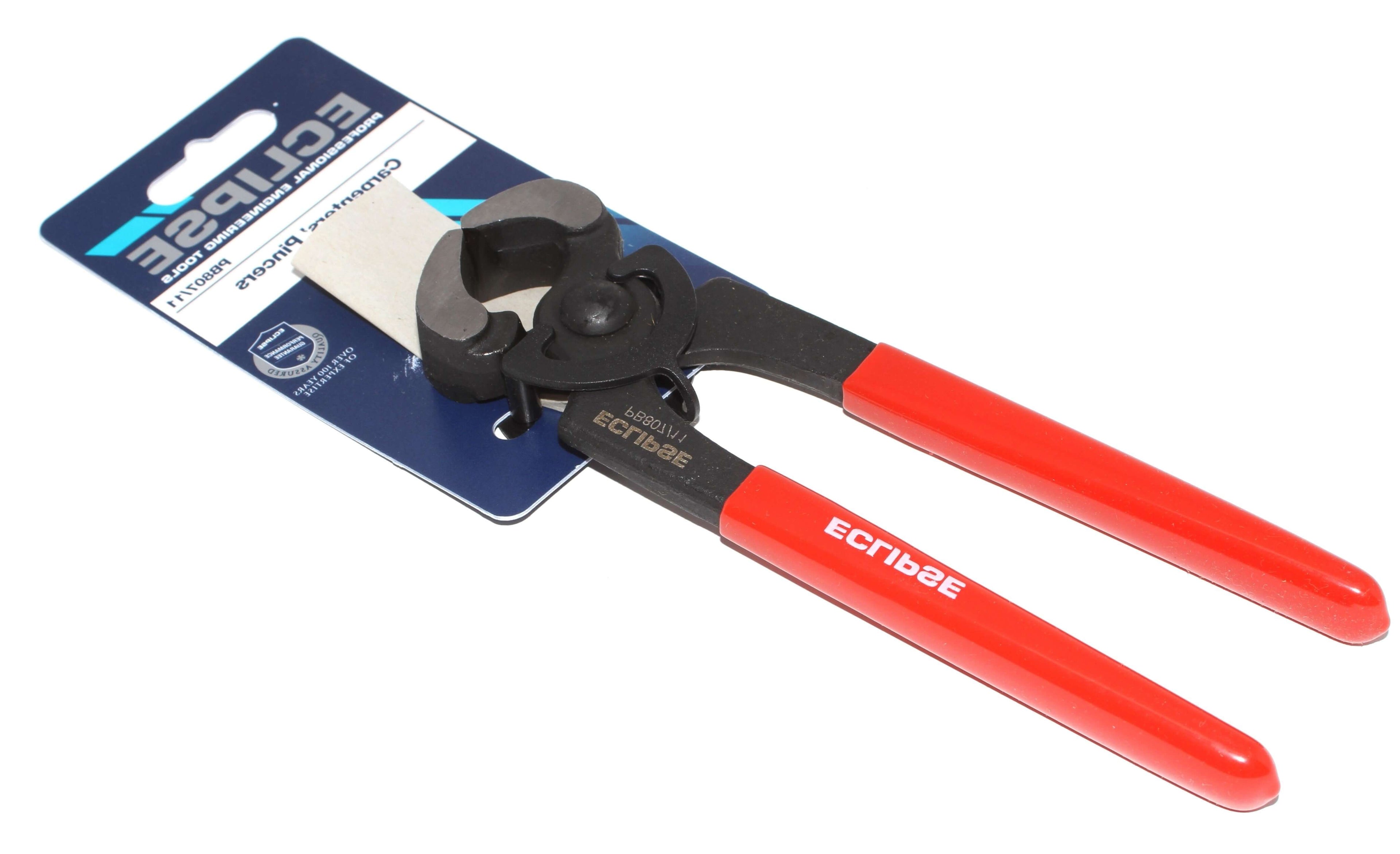 Eclipse Professional Carpenters Pincers with red handles and durable construction for professional carpenters.