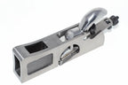Faithfull 3 in 1 Shoulder Plane 27mm with a polished steel body, black adjustment knob, and silver lever handle, shown on a plain white background.