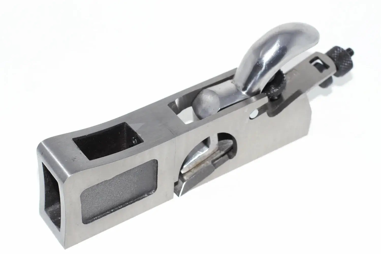 Faithfull 3 in 1 Shoulder Plane 27mm with a polished steel body, black adjustment knob, and silver lever handle, shown on a plain white background.