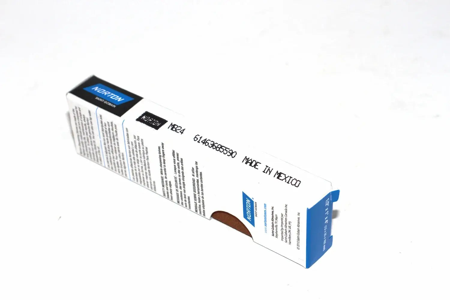 Norton india 102mm Medium Oilstone MB24 on its edge diagonally in original box