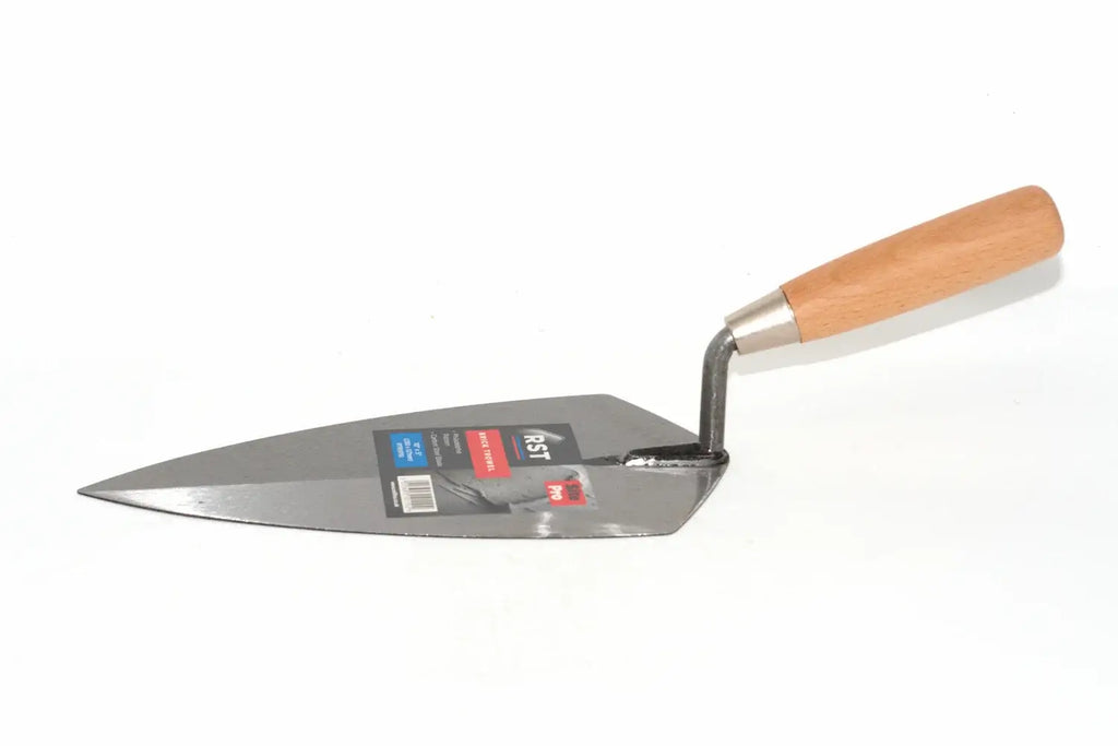 RST 10" Brick trowel philadelphia pattern with an ergonomic handle and steel tang.