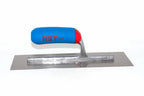 RST 11" finishing trowel -  plastering trowel with a rectangular steel blade and a blue and red soft feel handle, featuring the red 'RST' brand logo.
