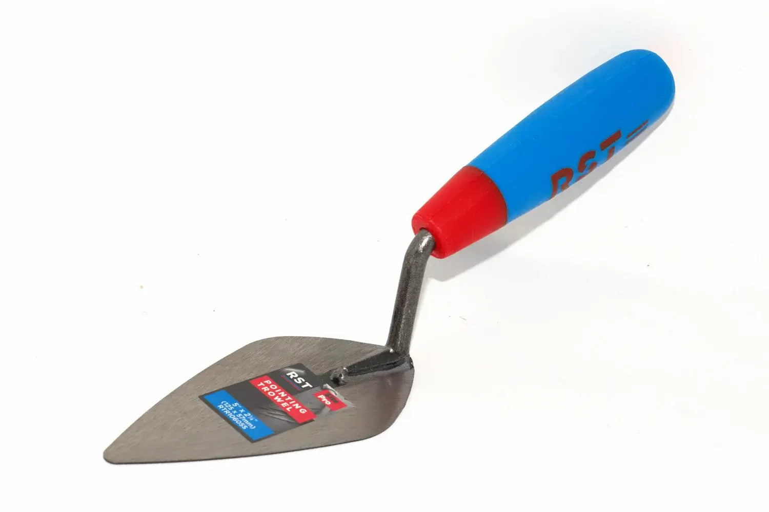 RST Pointing Trowel 5" London Pattern with a blue and red plastic handle, shown on a plain white background. The brand name 'RST' is visible on the handle and the blade 