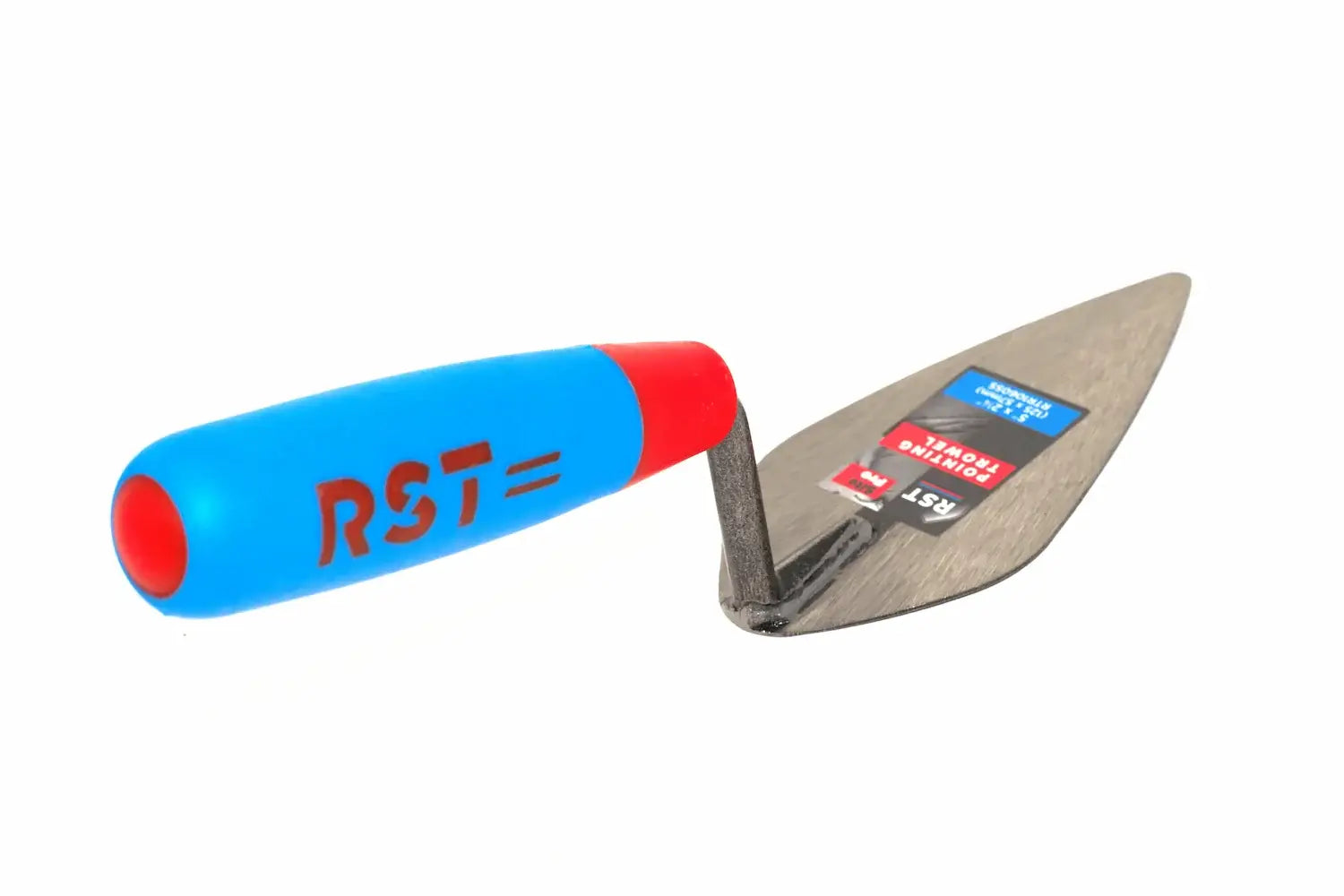  RST pointing trowel 5" London pattern branded hand trowel with a bright blue and red handle and a grey metal blade, shown on a plain white background.