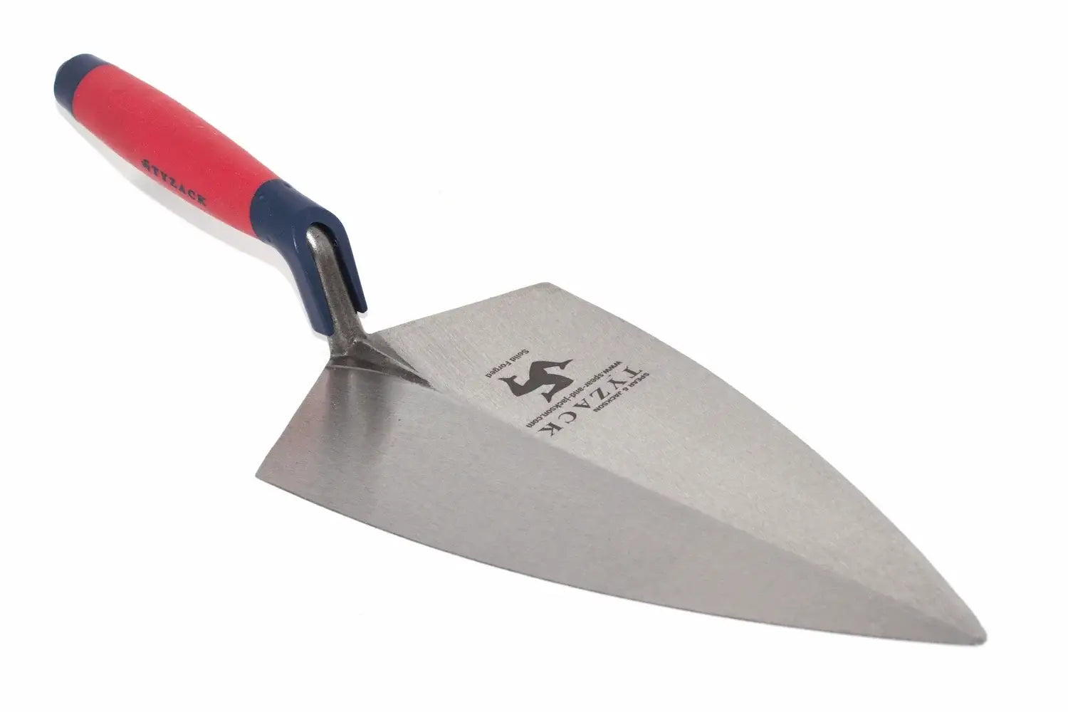 Spear & Jackson Tyzack Brick trowel 12" philadelphia pattern - in red and blue, solid carbon steel blade