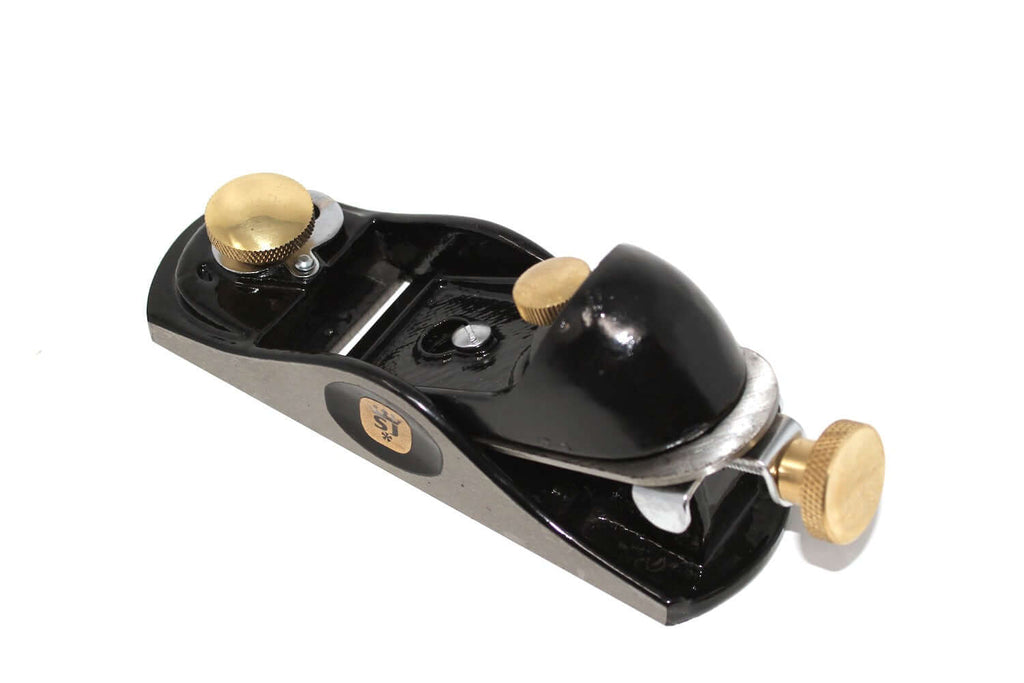 Spear & Jackson Block Plane  91/2 with ergonomic design and brass knobs for precision woodworking.