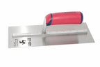 Spear & Jackson Tyzack 11" Trowel, a flat metal float with a red and navy blue handle, shown on a plain white background. The blade has a silver-coloured metal finish with a white brand label.