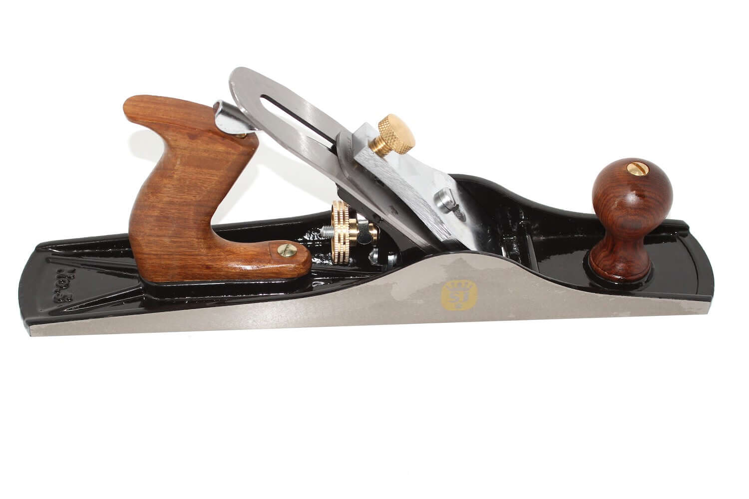 Spear & Jackson No 5 Jack Plane - 50mm cutter, featuring a durable cast iron base and adjustable wooden handles.