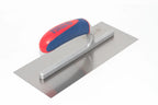 Spear & Jackson plastering trowel with a silver steel blade and a dual-coloured handle in red and blue, featuring the brand name 'Spear & Jackson' printed on the handle.