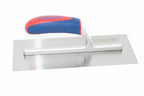 Spear & Jackson plastering trowel with a rectangular steel blade and a blue and red ergonomic handle, shown on a plain white background.