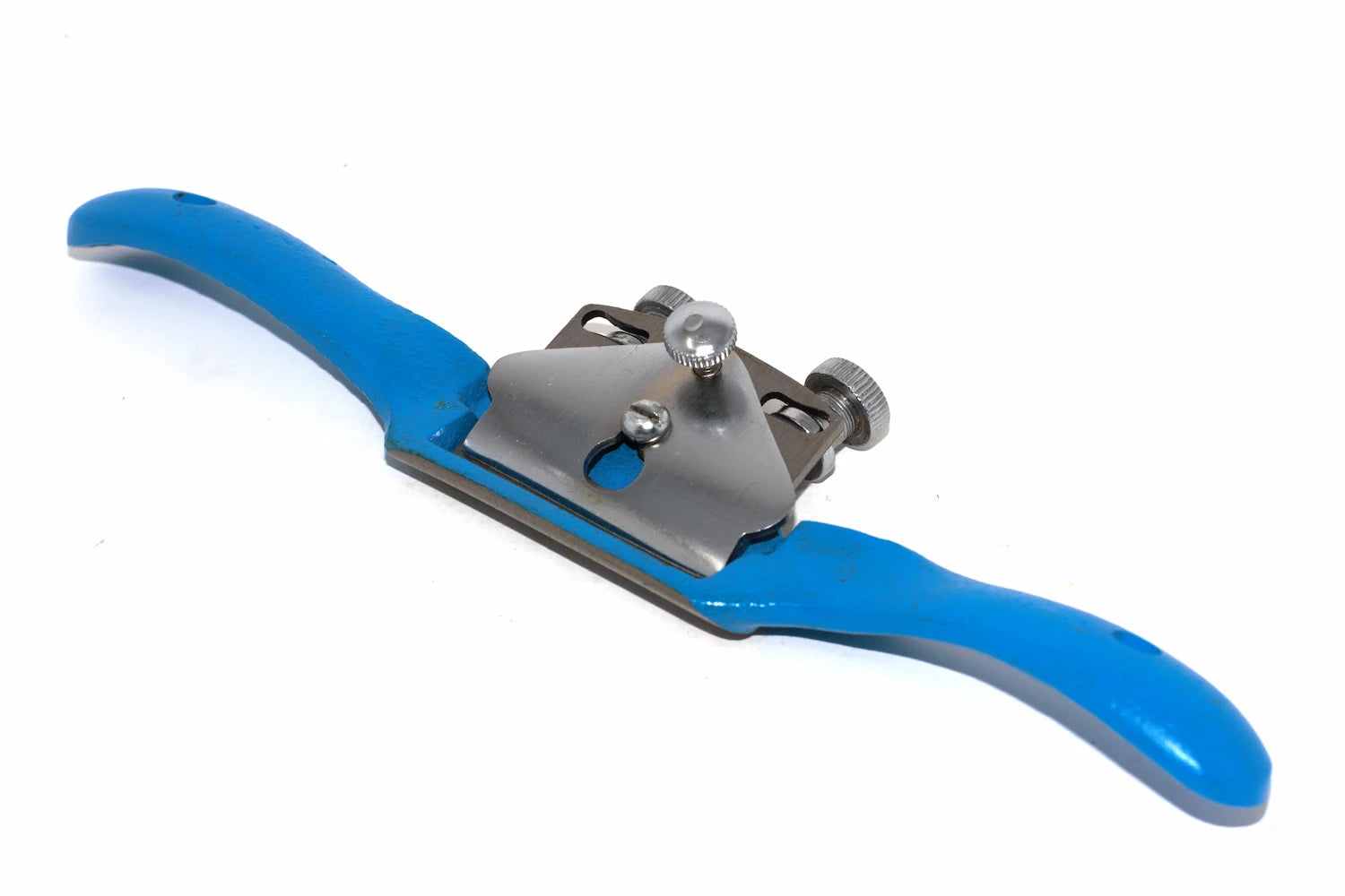 Silverline convex Spokeshave 250mm front view showing ergonomic handles and silver metal polished front face