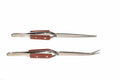 Silverline 2pc Cross Action Tweezers by Cherry Tree Tools, stainless steel with serrated jaws