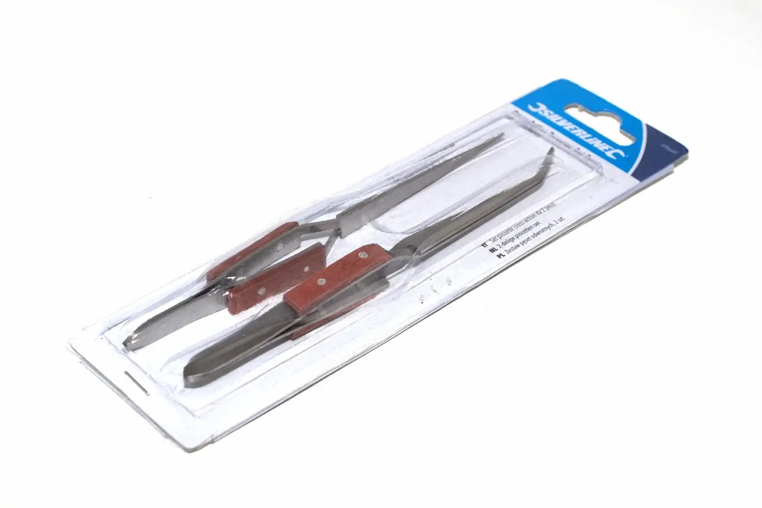 Silverline 2pc Cross Action Tweezers by Cherry Tree Tools, stainless steel with fibre grip handles