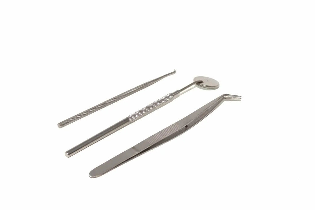 Silverline 3pc Pick Probe & Mirror Set by Cherry Tree Tools, stainless steel craft tools with angled mirror