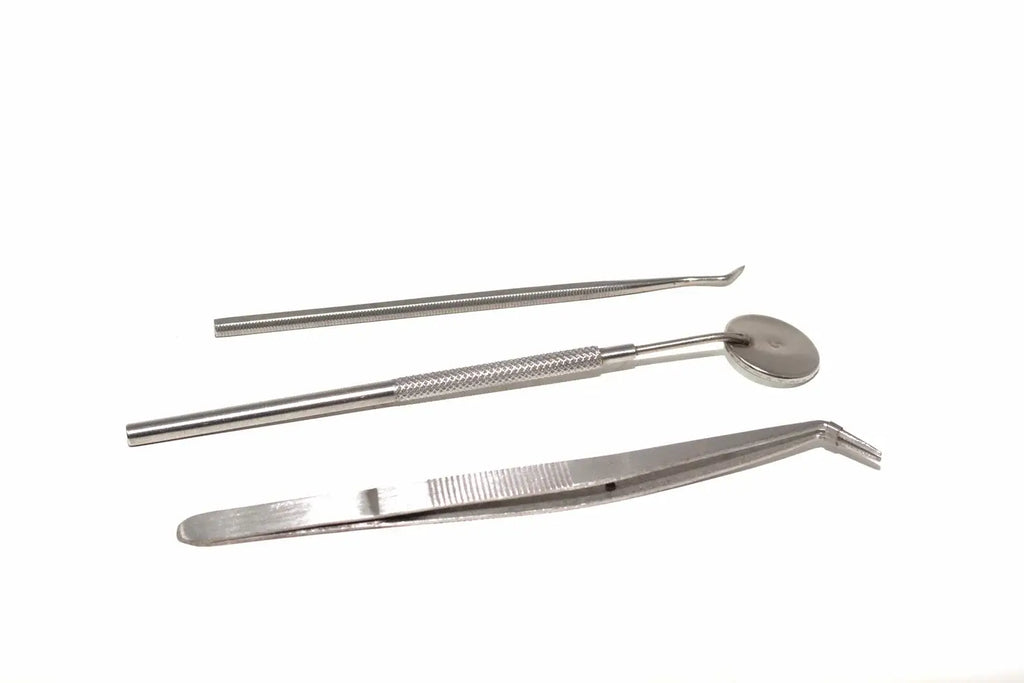 Silverline 3pc Pick Probe & Mirror Set by Cherry Tree Tools in stainless steel with angled probe tips