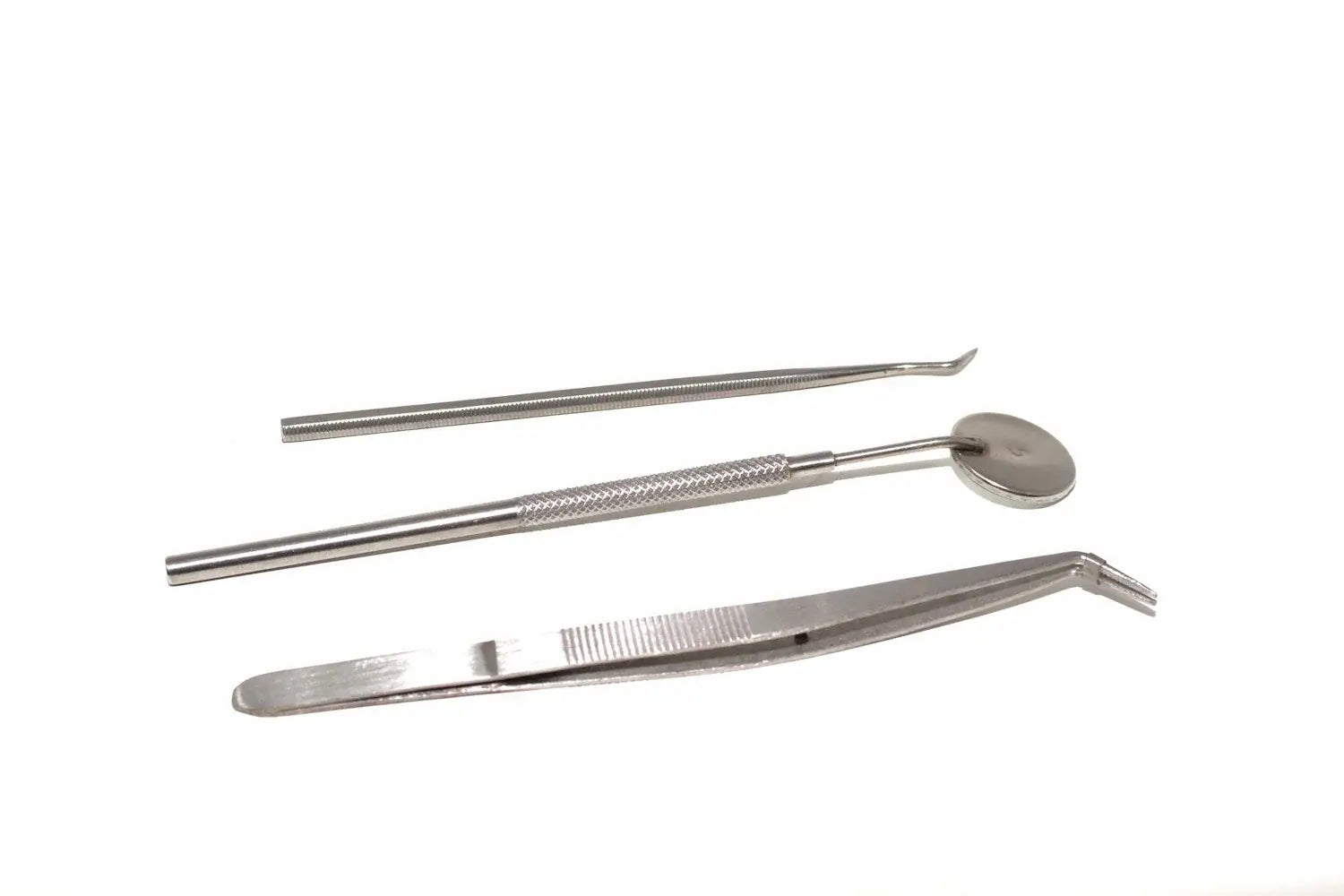 Silverline 3pc Pick Probe & Mirror Set by Cherry Tree Tools in stainless steel with angled probe tips