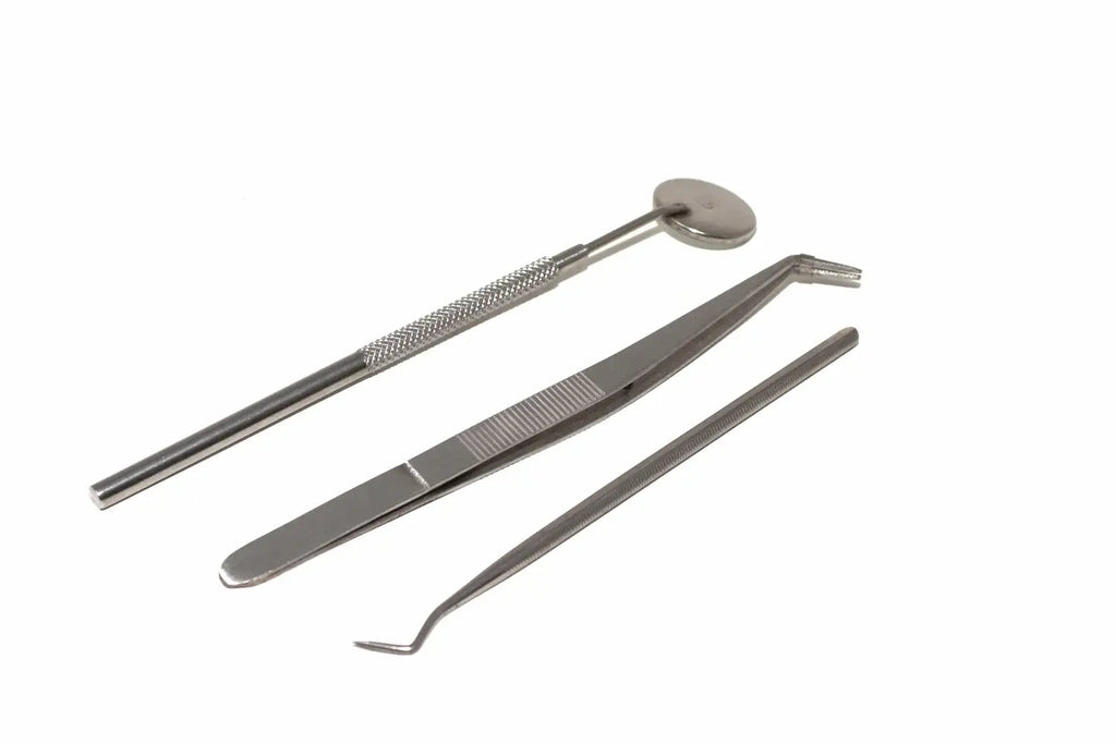 Silverline 3pc Pick Probe & Mirror Set by Cherry Tree Tools in silver stainless steel for model making